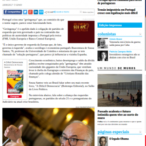A jornalista Fernanda Mena, da Folha, entrevista Boaventura de Sousa Santos