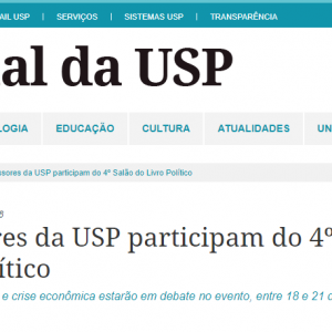 Jornal da USP destaca participação de professores no IV Salão do Livro Político