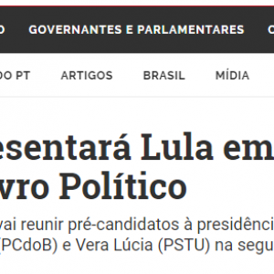 PT: Gleisi representará Lula em debate no Salão do Livro Político